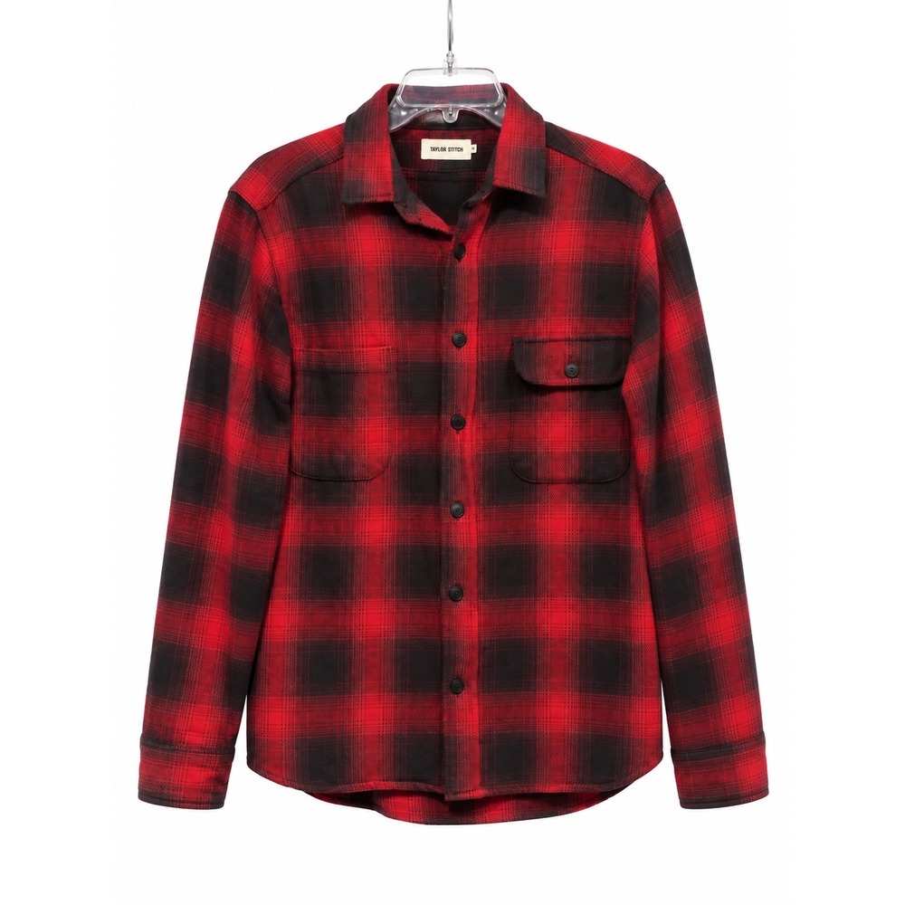 Taylor Stitch Yosemite Shirt Mens 40 M Red Black Buffalo Plaid Flannel USA Made